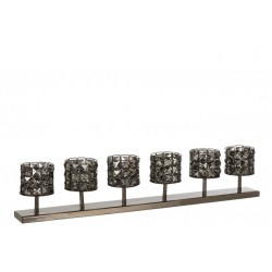 J-Line Theelichthouder 6 Crystal Smokey Grey 